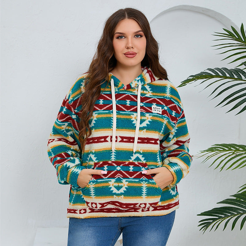 Loose Casual Long Sleeves Plush Large Pocket Top