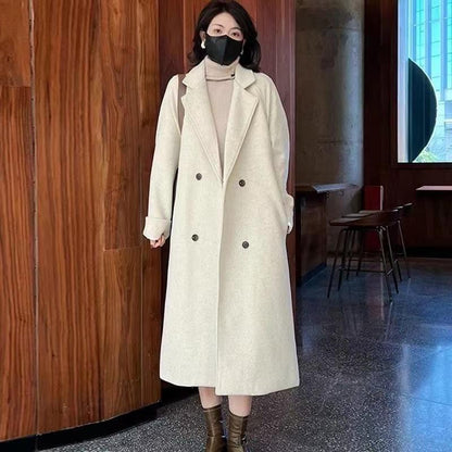 Suit Collar Wool Mid-length Plush Woolen Coat Clipped Button And Lining