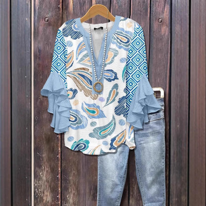 Floral Element Printing Digital Printing Casual Women's Top