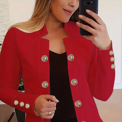 Women's Cuff Button Small Suit Double Buckle Cardigan Top