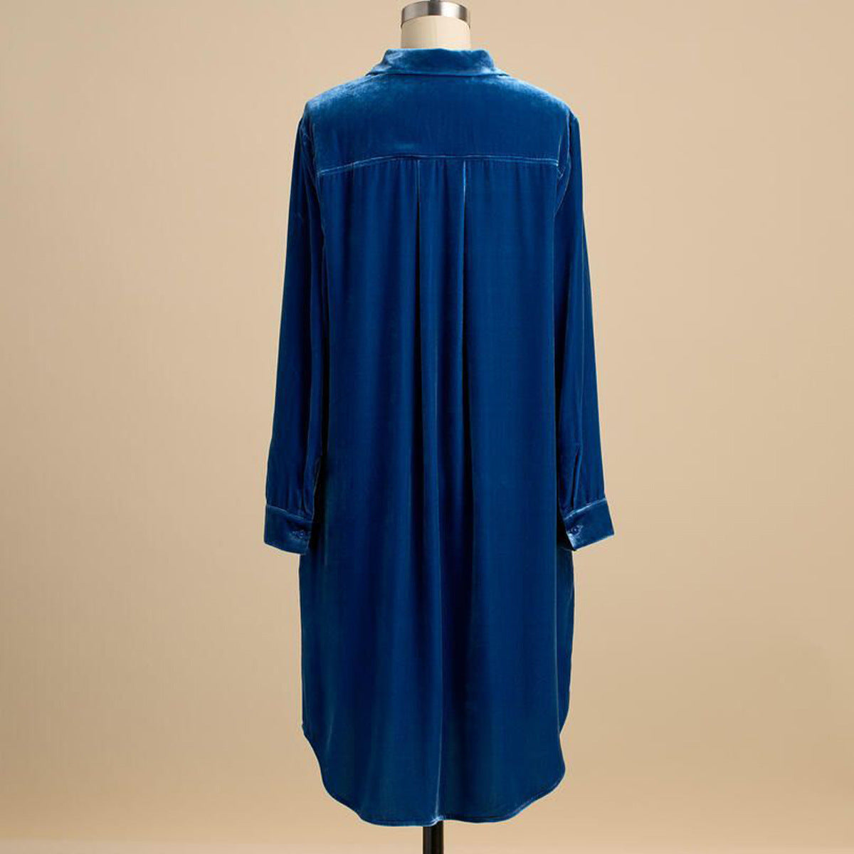 All-matching Loose Casual Velvet Knee-length Long Sleeve Short Dress