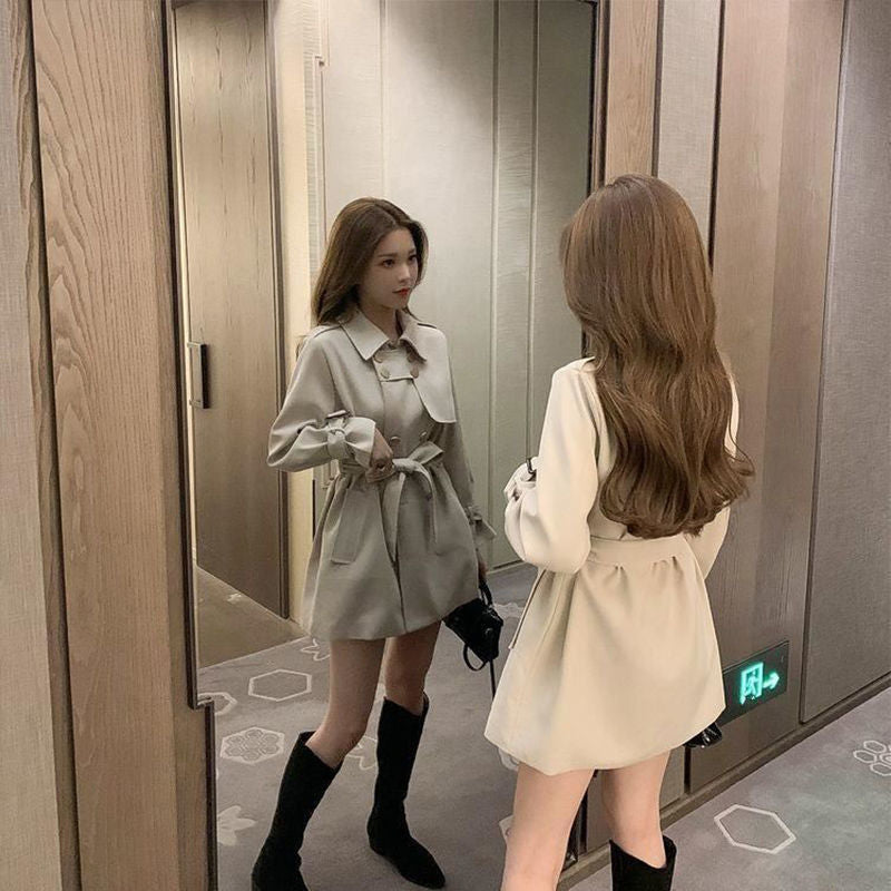 Mid-length Waist Trimming Trench Coat Women