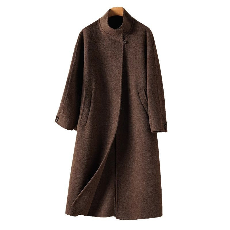 Long Stand-up Collar High-grade Double-sided Woolen Coat