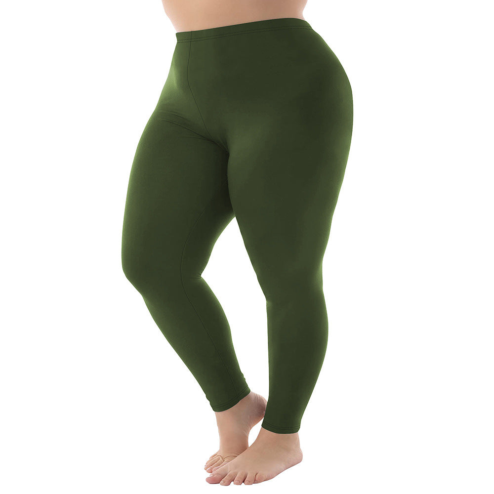 Nine Points High Elastic Solid Color Spring And Autumn Leggings Plus Size