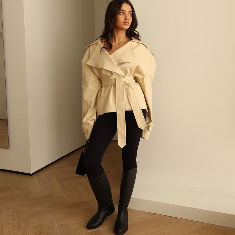 Women's Fashion Waist-controlled Long-sleeved Coat