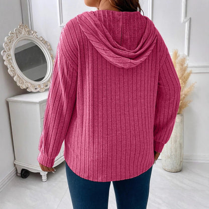 Solid Color Plus Size Women's Clothes Top V-neck