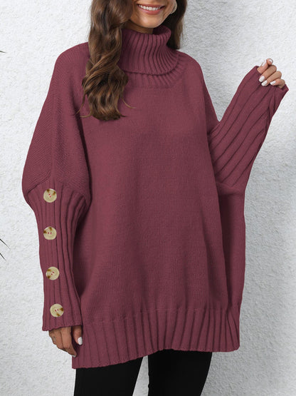Turtleneck Lapel Loose Woven Sweater Top