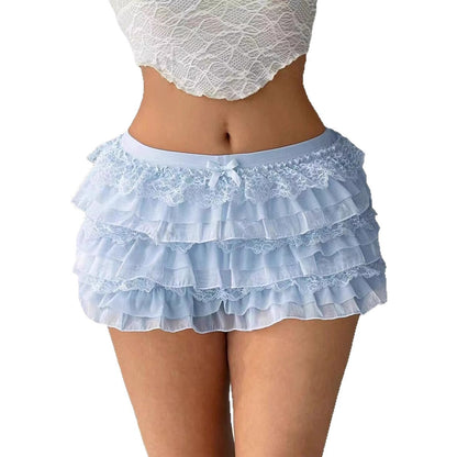 European And American Sexy Fashion Comfortable New Nine-layer Lace Bow Shorts