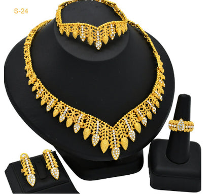 Arabic Bridal Jewelry Set – Necklace, Bracelet, Earrings & Ring