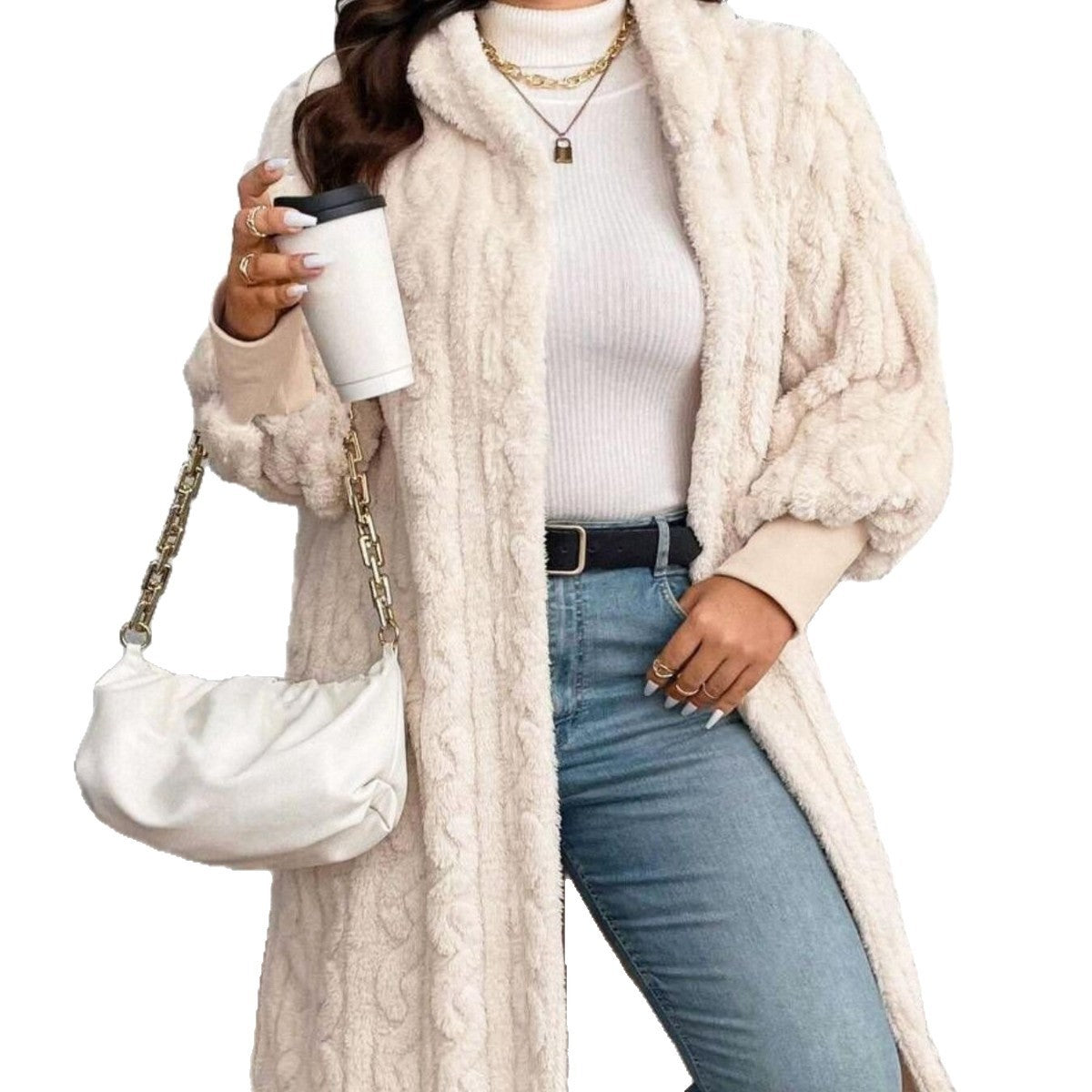 Coral Fleece Thickened Plus-size Woolen Coat