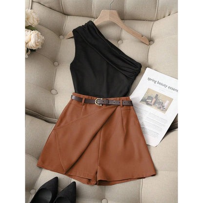 Fashionable All-match Commuter High Elastic Black Shorts