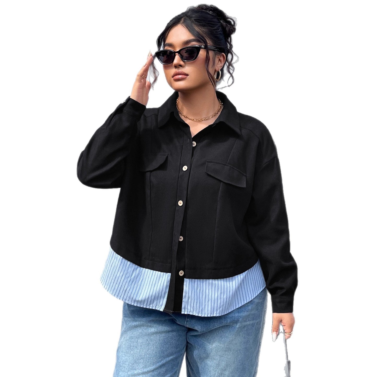 Patchwork Stripes Design Sense Fashionable Jacket