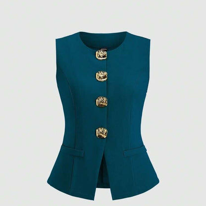 Sleeveless Round Neck Vest Fashion Women's Wear Elegant Waist-tight Solid Color