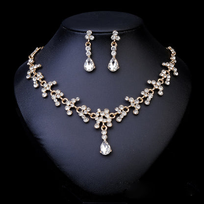 Rhinestone Pearl Earrings & Necklace Set for Women