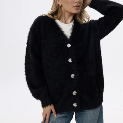 Loose Long Sleeve V-neck Sweater Coat Women