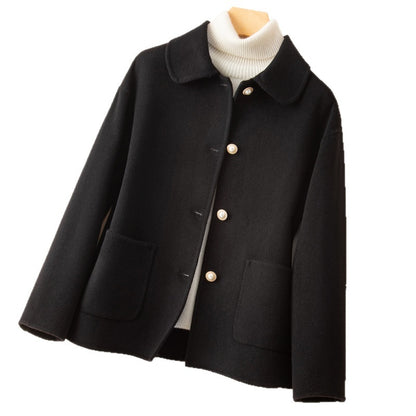 Double-sided Cashmere Short Doll Collar Classic Style Woolen Coat