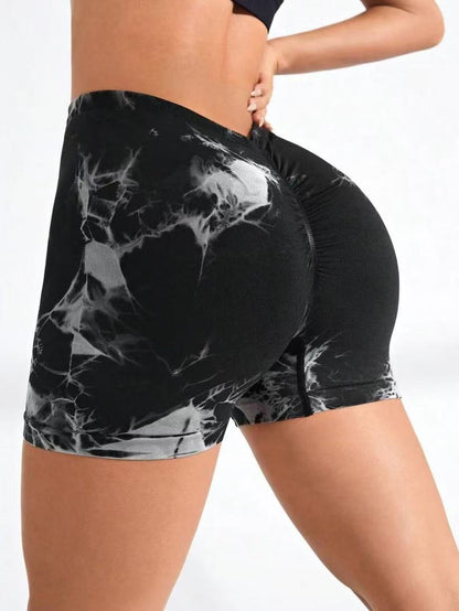 4 PACK Women Workout Shorts Tie Dye Womens Gym Scrunch Butt Lifting Workout Shorts