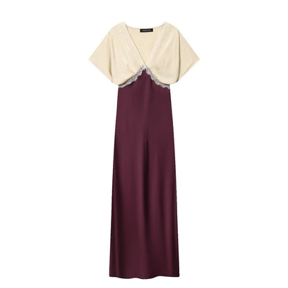 Women's Lace Silk Satin Dress