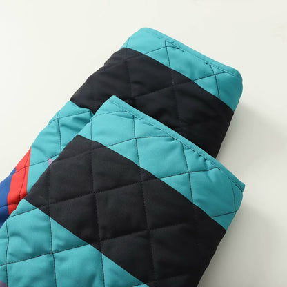 Women's Street Fashion Print Stitching Long-sleeved Cotton-padded Jacket