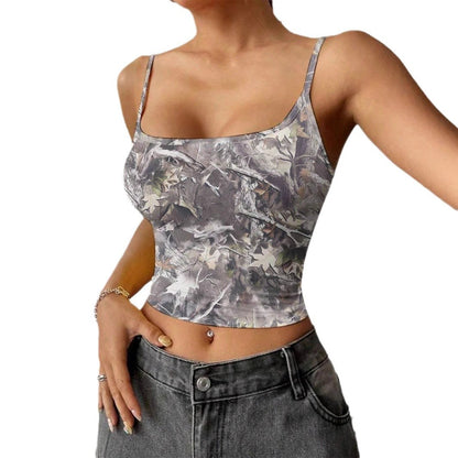 Women's Top Summer Clothing Sweet Printed Tube Top Retro Spaghetti Straps