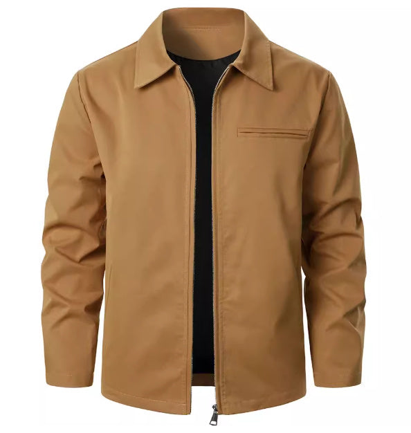 Men's Jacket Solid Color With Zipper Windproof Fashion Men's