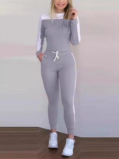 Color Matching Long Sleeve Tight Casual Suit