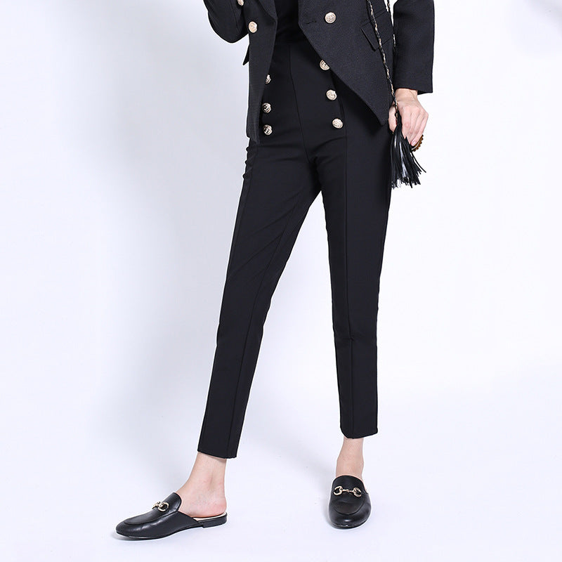 Skinny Pants Cropped Waist Slimming Black And White High Waist Slimming