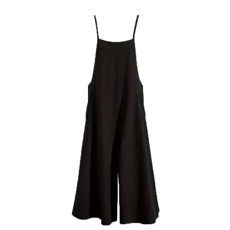 Plus Size Women's Solid Color Casual Jumpsuit - Sleeveless Romper With Pockets For Spring&Summer