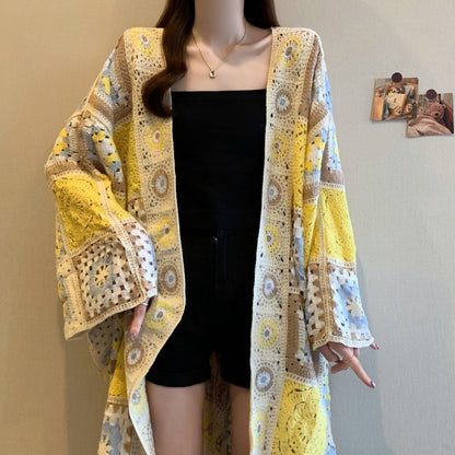 Loose Bohemian Crocheted Hollow Out Sweater Coat
