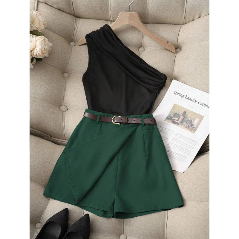 Fashionable All-match Commuter High Elastic Black Shorts