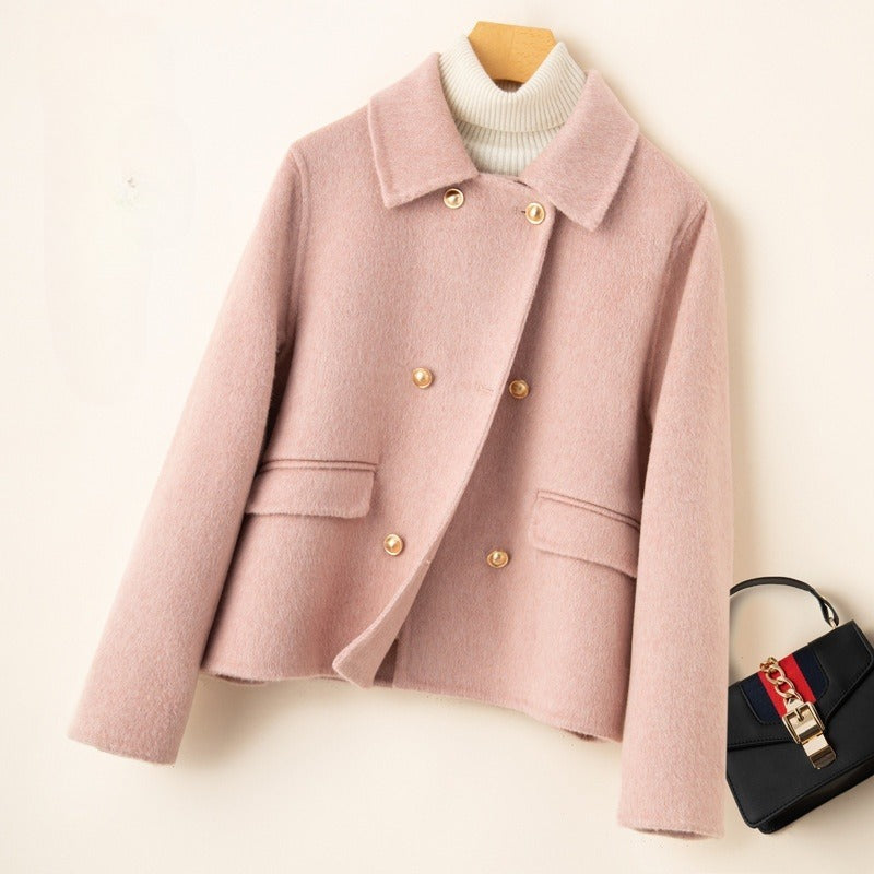 Double-sided Women's Short Small-sized High-grade Wool Overcoat