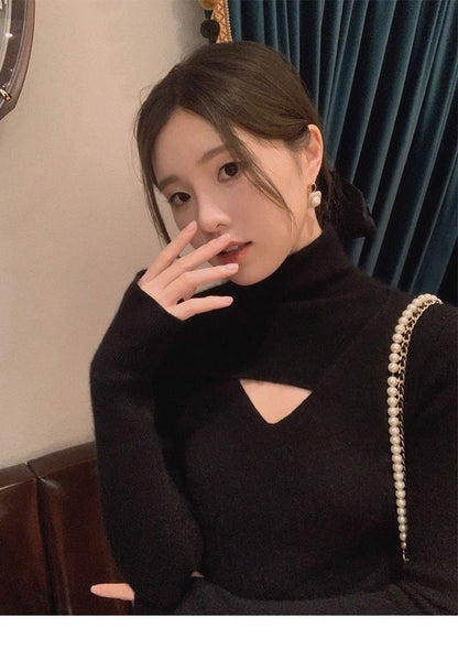 Women's Spring Autumn Underwear Turtleneck Slim Top