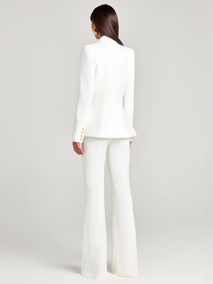 White Single Breasted Blazer And Trousers 2-Piece Suit