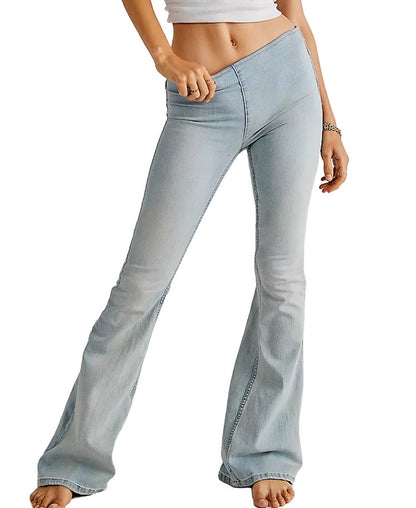 Low Waist Stretch Flared Jeans
