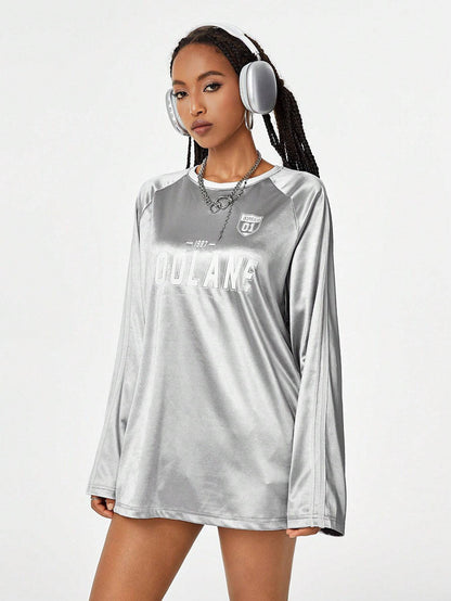 Dopamine Digital Printed Loose Long Sleeves Women's Top