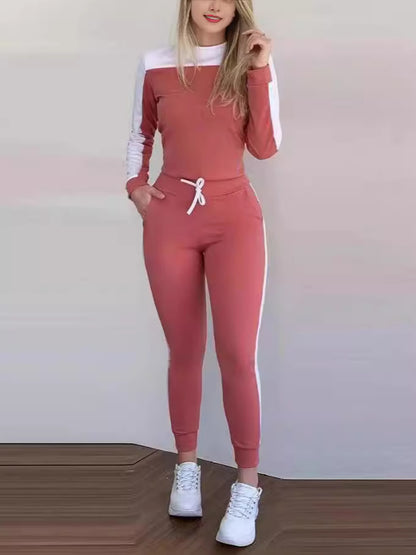 Color Matching Long Sleeve Tight Casual Suit