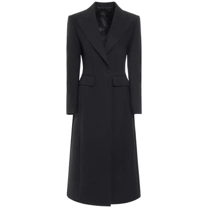 Slim Fit Skirt Hem Women's One Button Mid-length Suit Coat