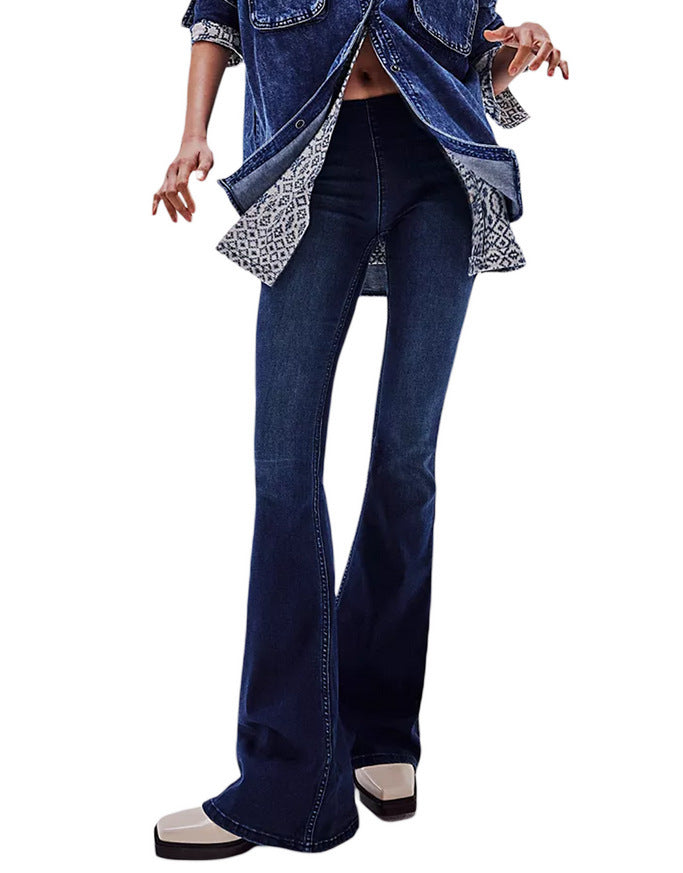 Low Waist Stretch Flared Jeans