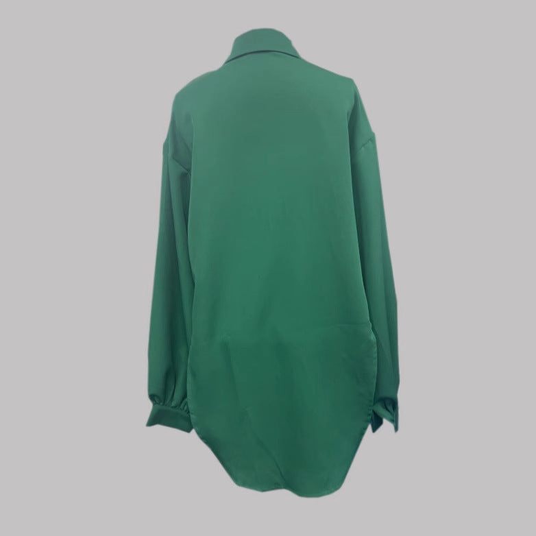 Elegant Fashion Temperament Leisure Long-sleeved Green Jumpsuit