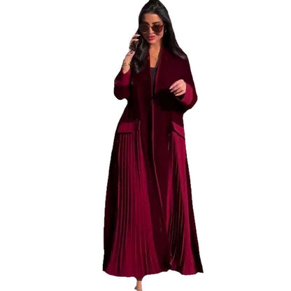 Elegant Pleated Stitching Women's Coat