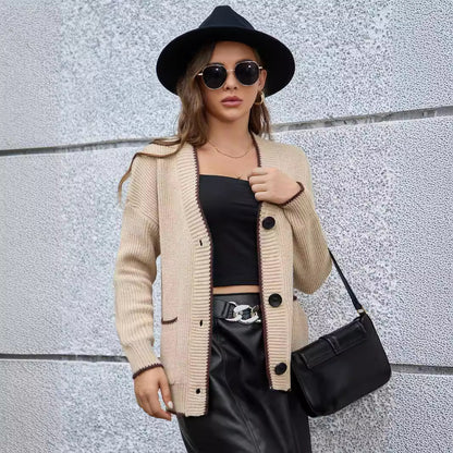 Contrast Color Boud Edage Belt Pocket Casual Jacket