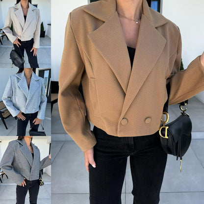 British Personalized Women's Suit Collar Woolen Jacket