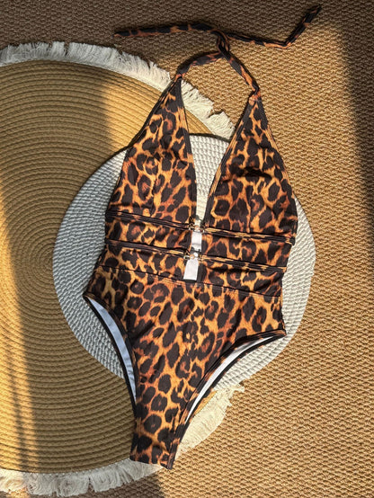 Sexy Bikini Jumpsuit Suspender Deep V Black And White Cross Thin Swimsuit