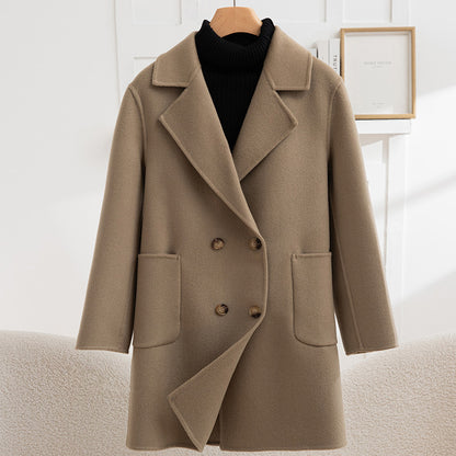 Fashion Double Breasted Woolen Coat Women