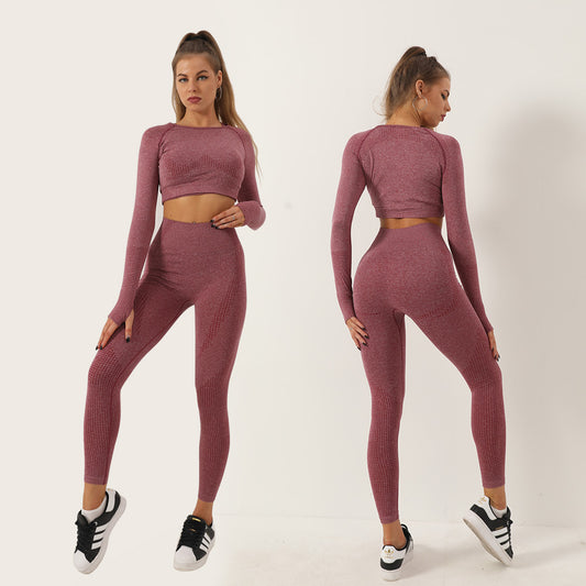 Seamless Knitted Dot Yoga Suit For Women