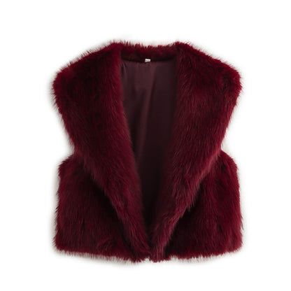 Artificial Fur Cardigan Sleeveless Vest Women's Outer Wear