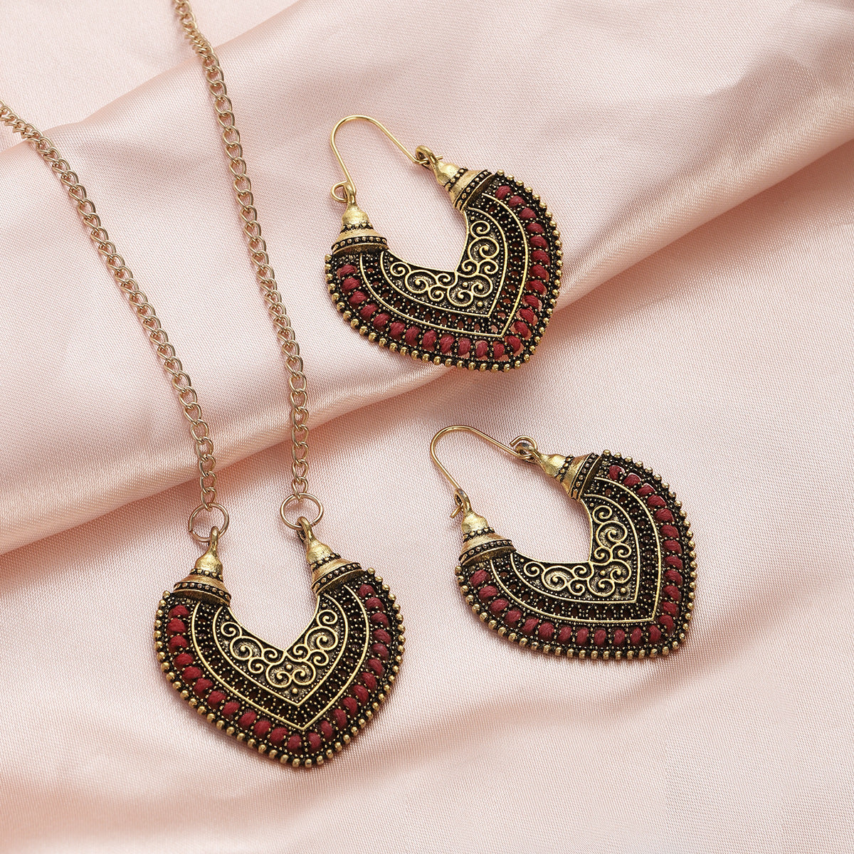 Colored Rope Jewelry Set – Earrings & Necklace