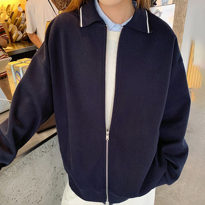 Sports Sweater Coat Women's Loose College Mid-length