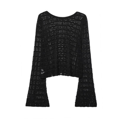 Women's Hollow Jacquard Mesh Short Sweater