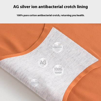Ice Silk Underwear For Women Traceless Mid Waist Cotton Crotch Antibacterial